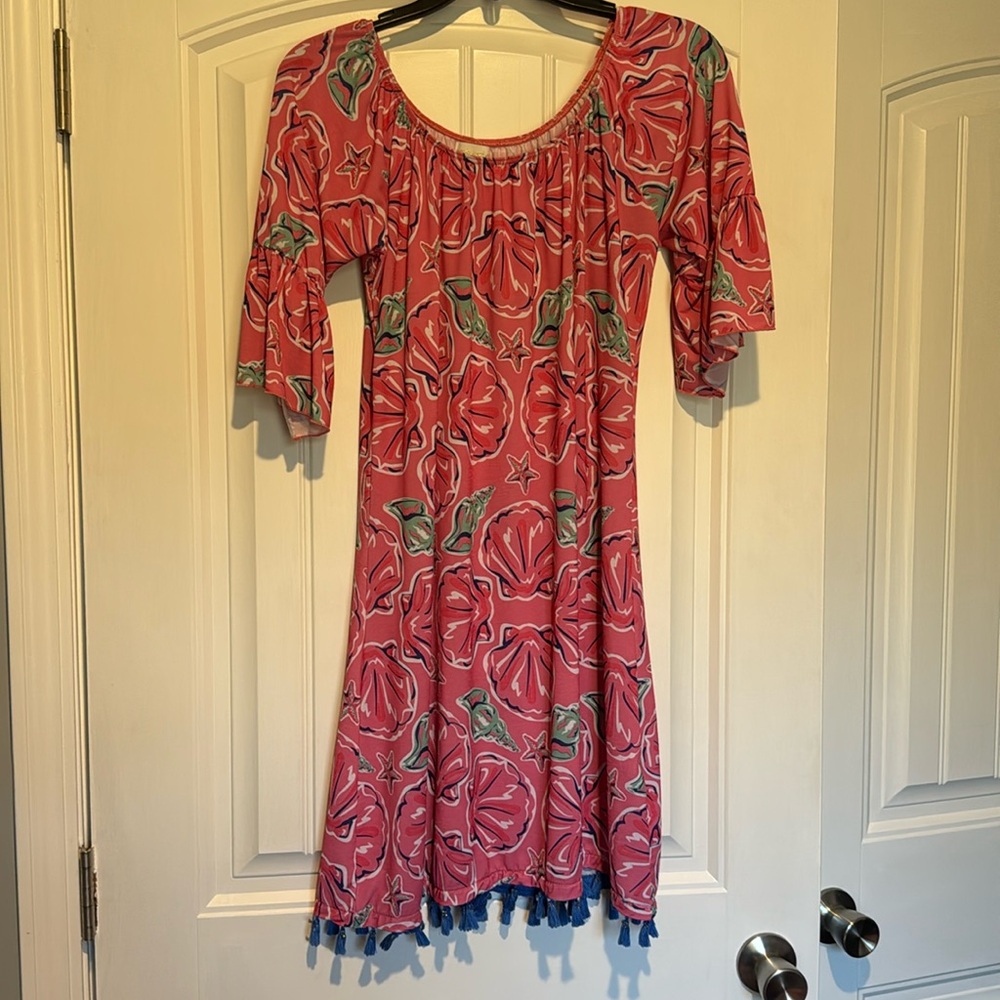 • Simply Southern Pink Shell Tassel Dress - Medium